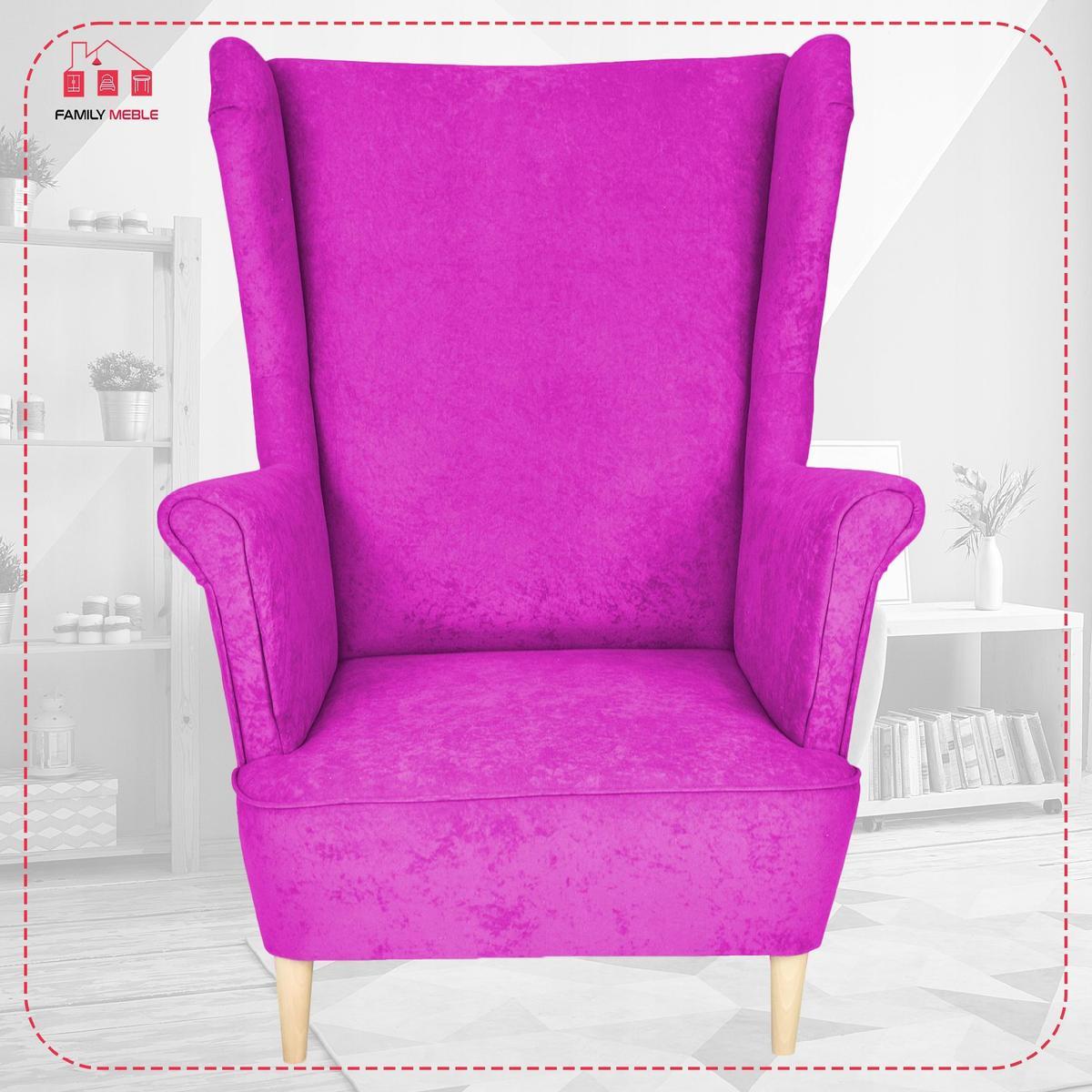 Ekskluzywny Fotel MAX: Różowy Welur, 104 cm! 2 Full Screen