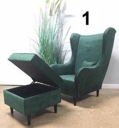 Fotel uszak 105x90x50 cm zielony wyjątkowy i solidny do sypialni, salonu