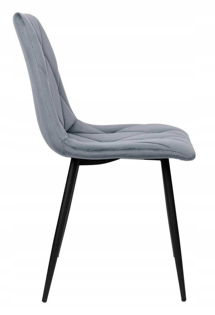 Krzesło welurowe tapicerowane 44x88x56 cm Madison Velvet szare czarne nóżki do jadalni lub salonu  2 Full Screen