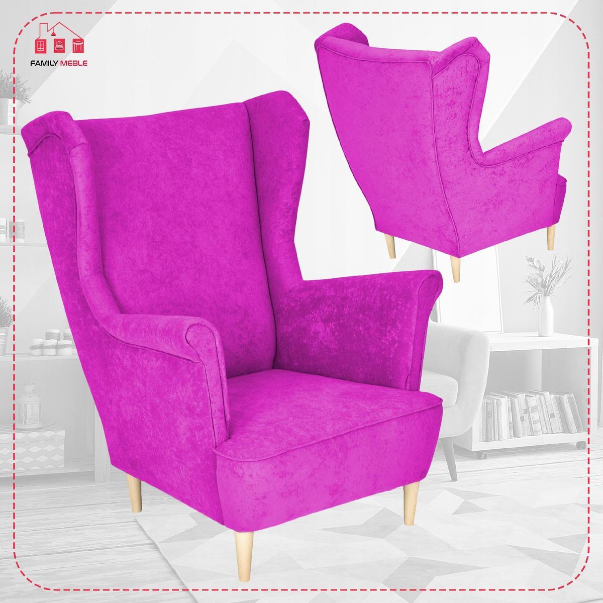 Ekskluzywny Fotel MAX: Różowy Welur, 104 cm! 1 Full Screen