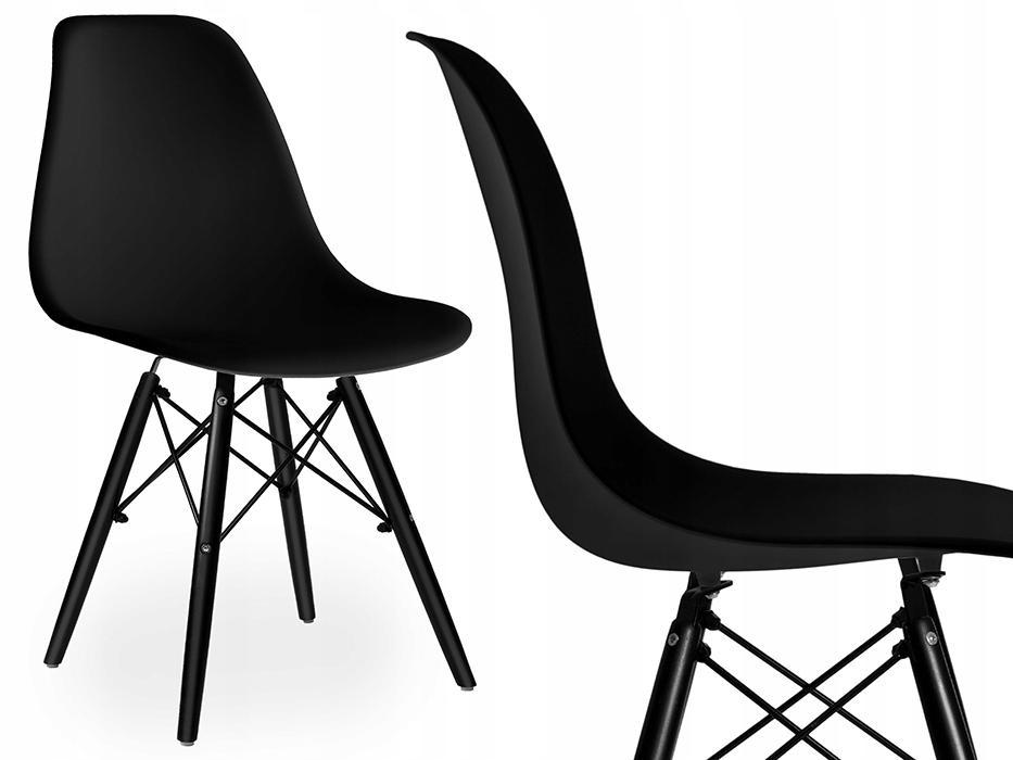 Zestaw 4 szt krzesło nowoczesne milano 46x82x53 cm Black DSW czarne na czarnych nogach do jadalni lub salonu  5 Full Screen