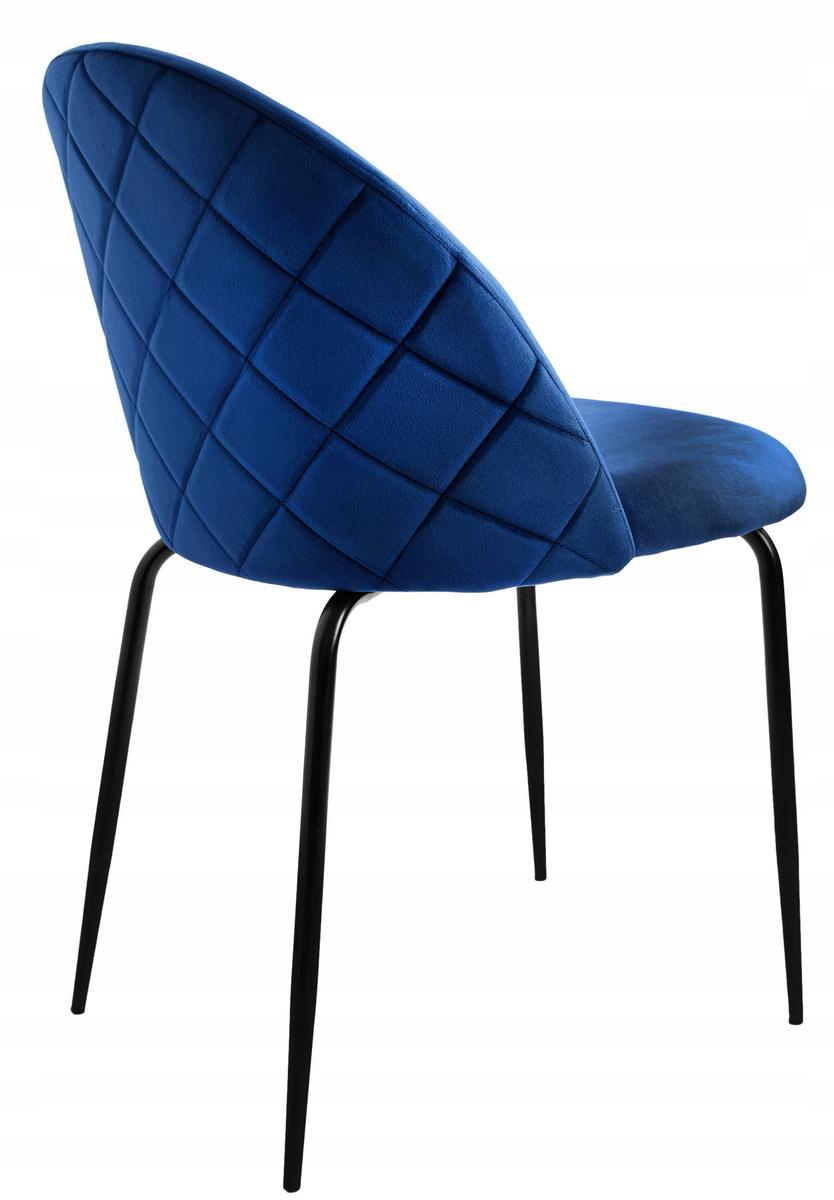 Krzesło welurowe 50x78x54 cm Fargo Velvet niebieskie czarne nóżki do jadalni lub salonu  2 Full Screen