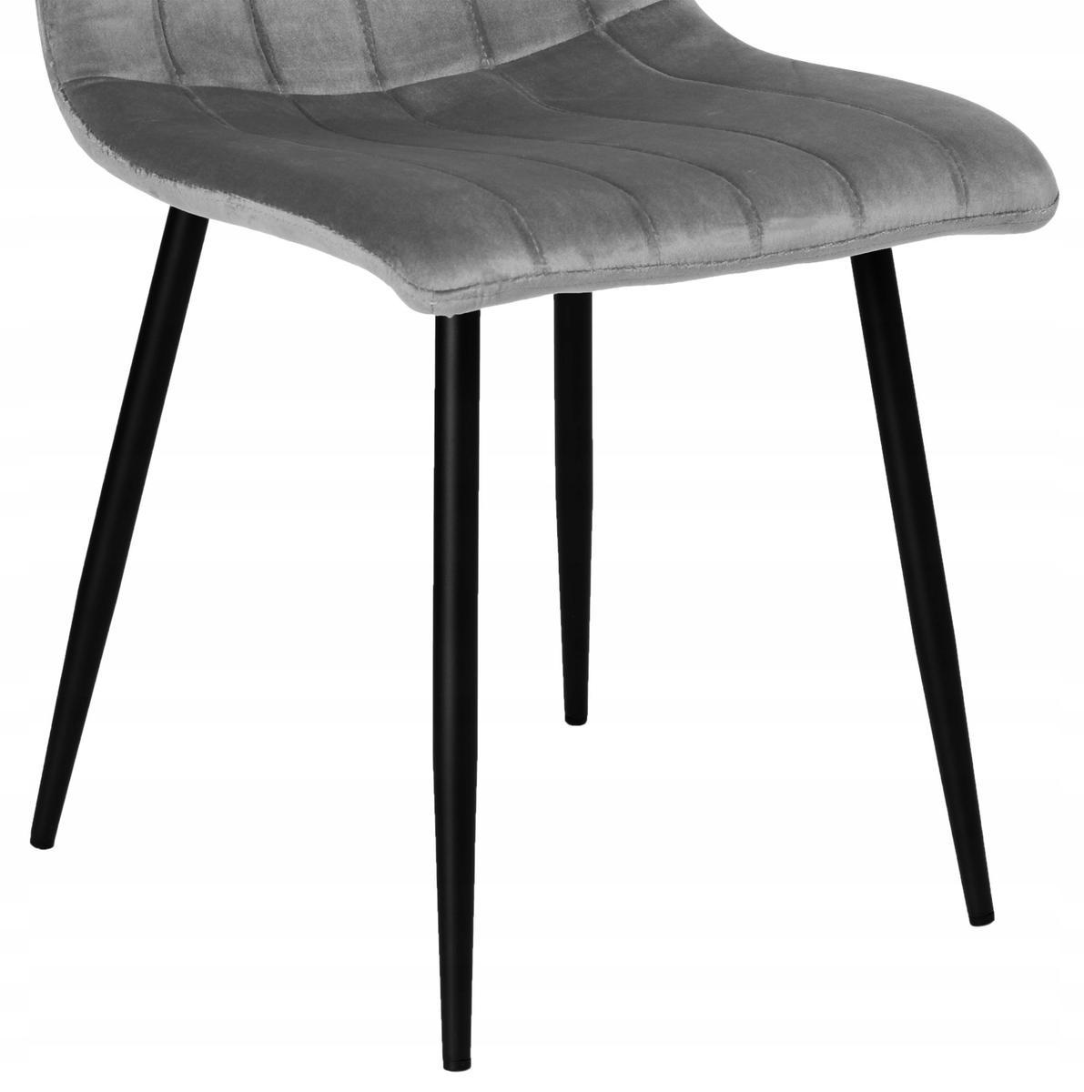 Krzesło FRESNO VELVET 45x89x40 cm tapicerowane szary aksamit czarne nóżki do jadalni lub salonu  5 Full Screen