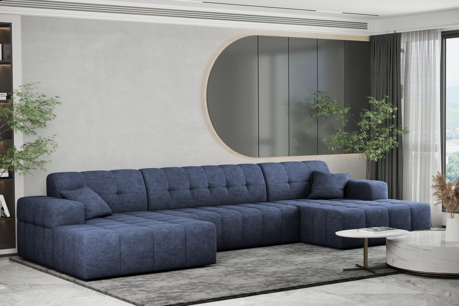 Sofa NIMES 350x82x168 cm bez funkcji spania w kształcie U pikowana do salonu NEVE ecru 3 Full Screen