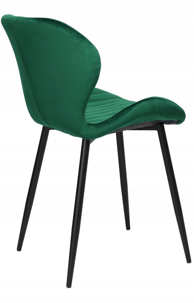 Krzesło welurowe 48x80x47 cm DALLAS VELVET zielone czarne nóżki do jadalni lub salonu  2 Full Screen