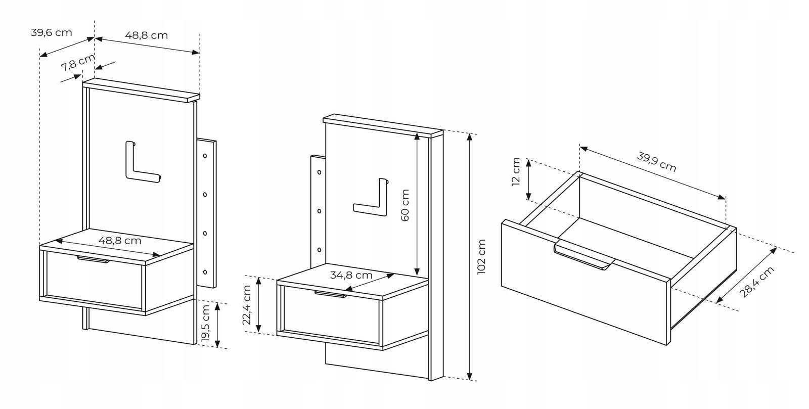 Łóżko ze stolikami 160x200 cm ze schowkiem na pościel system milton chestnut / antracyt do sypialni 6 Full Screen