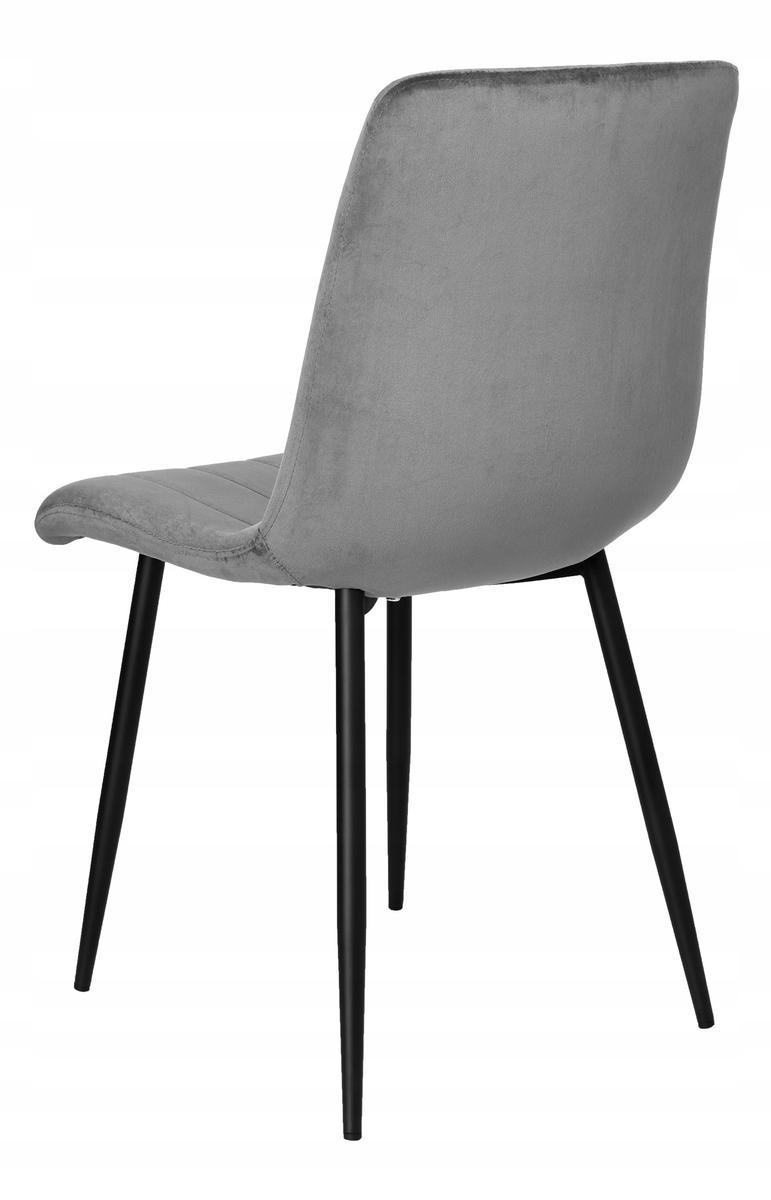 Krzesło FRESNO VELVET 45x89x40 cm tapicerowane szary aksamit czarne nóżki do jadalni lub salonu  3 Full Screen