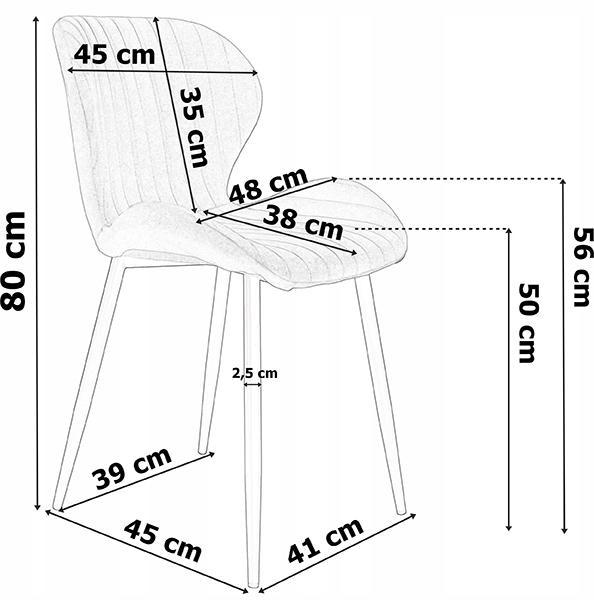 Krzesło welurowe DALLAS VELVET 48x80x47 cm grafitowe czarne nóżki do jadalni lub salonu 9 Full Screen