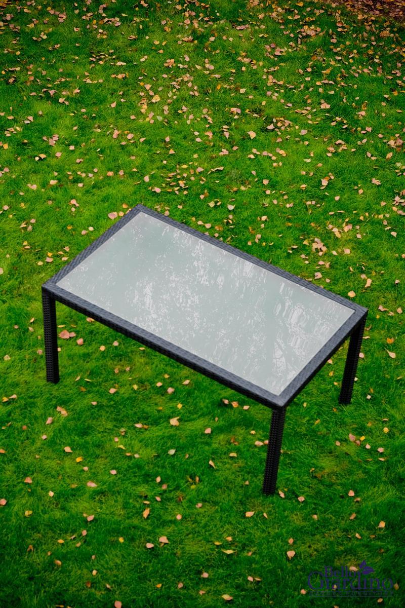 Stół obiadowy ogrodowy 90x74x150 cm z technorattanu do ogrodu taras czarny 3 Full Screen