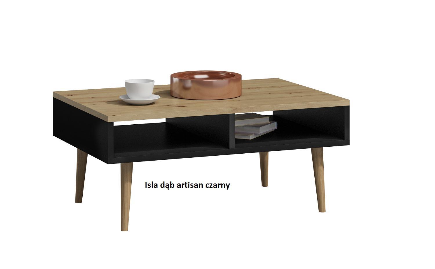Ława ISLA 100x50x46 cm artisan czarny stolik kawowy elegancki do salonu 1 Full Screen