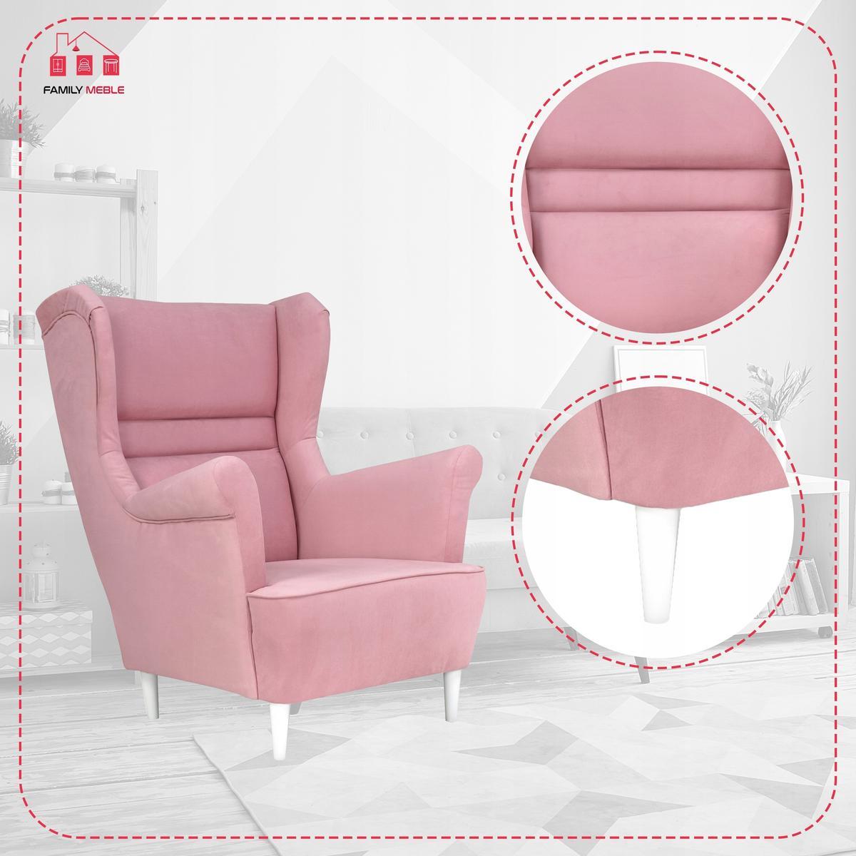 Zestaw wypoczynkowy ZOJA sofa + 2 fotele jasny róż do salonu  3 Full Screen