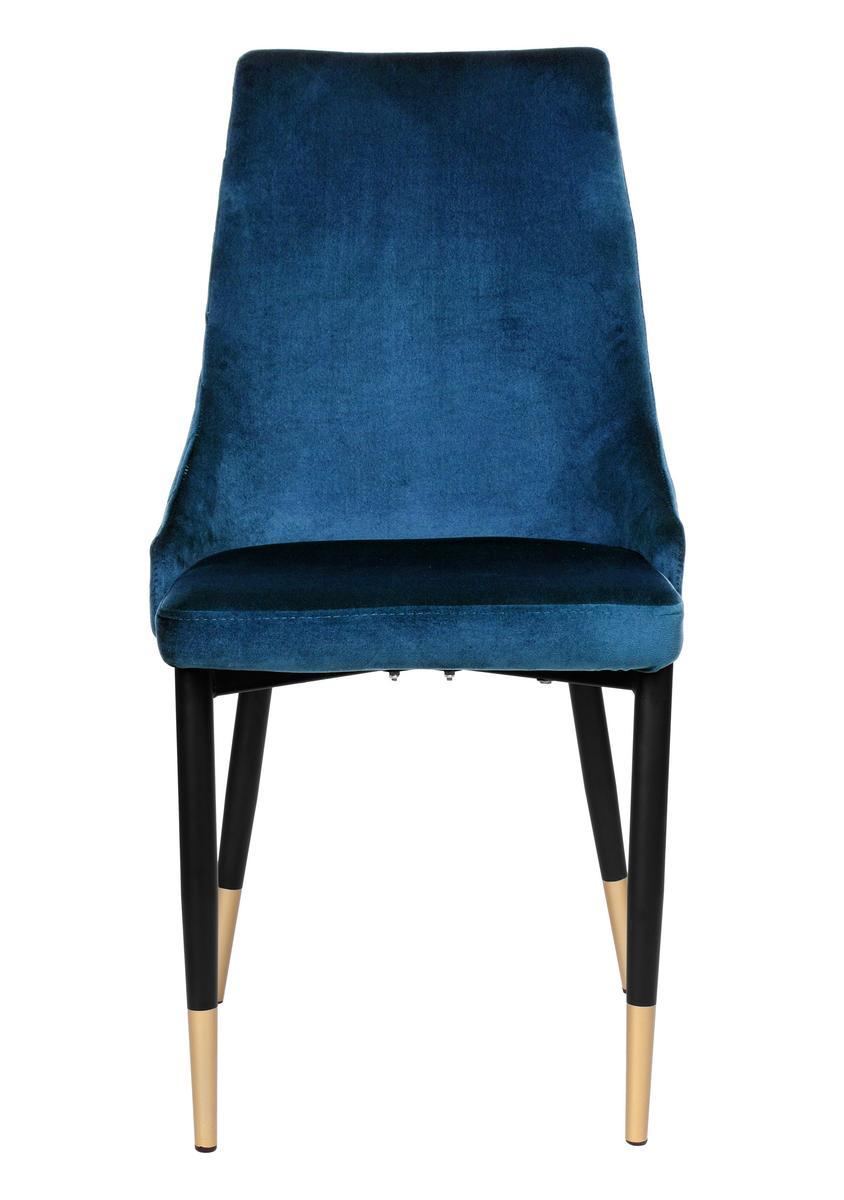 Krzesło tapicerowane Dexter Velvet 48x93x58 cm granatowy na czarnych nóżkach do jadalni lub salonu  2 Full Screen
