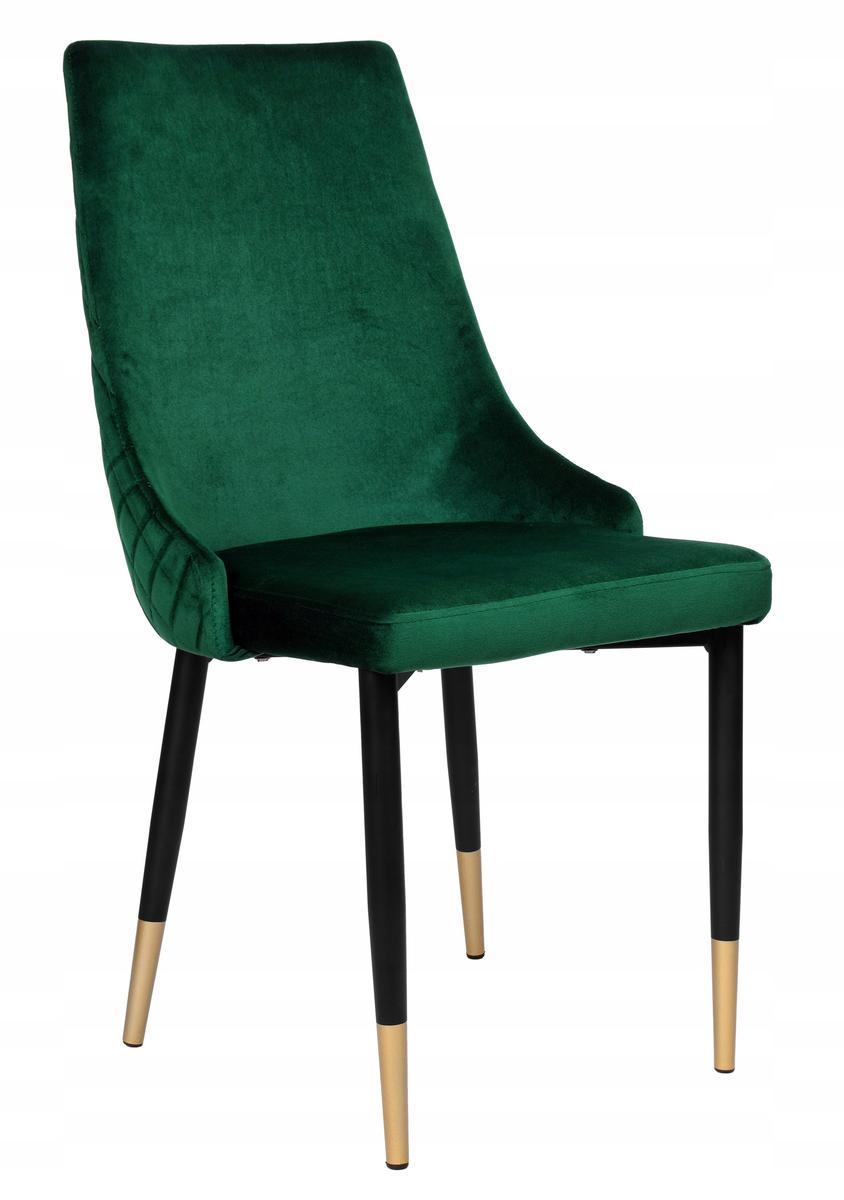 Krzesło tapicerowane Dexter Velvet 48x93x58 cm zielony na czarnych nóżkach do jadalni lub salonu  1 Full Screen