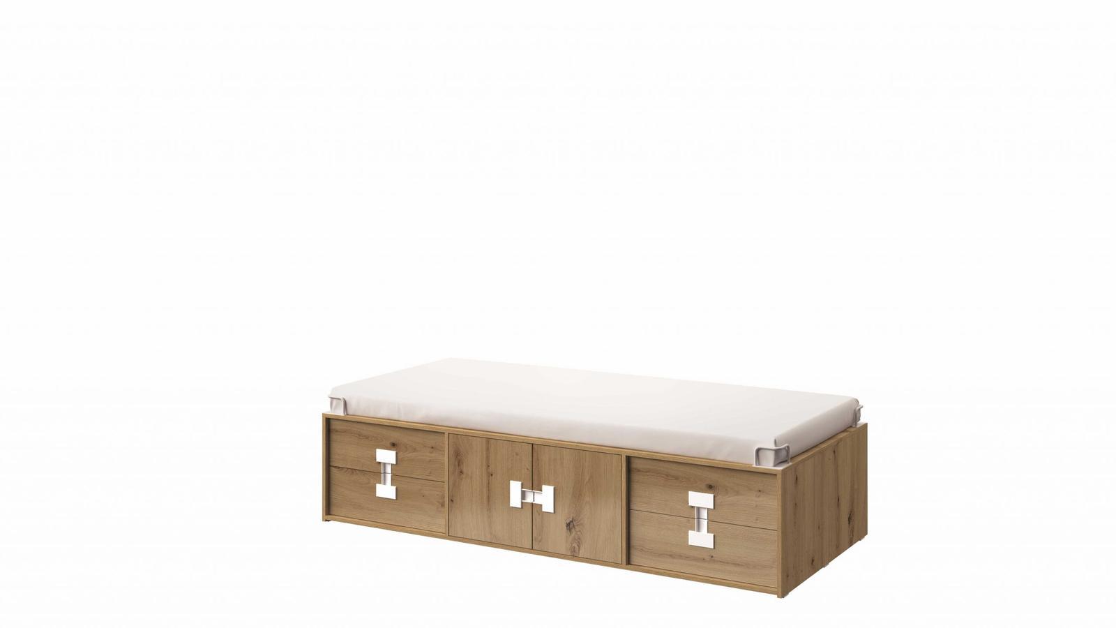 Łóżko młodzieżowe INDEX 90x200 cm z materacem i szufladami dąb do sypialni 0 Full Screen