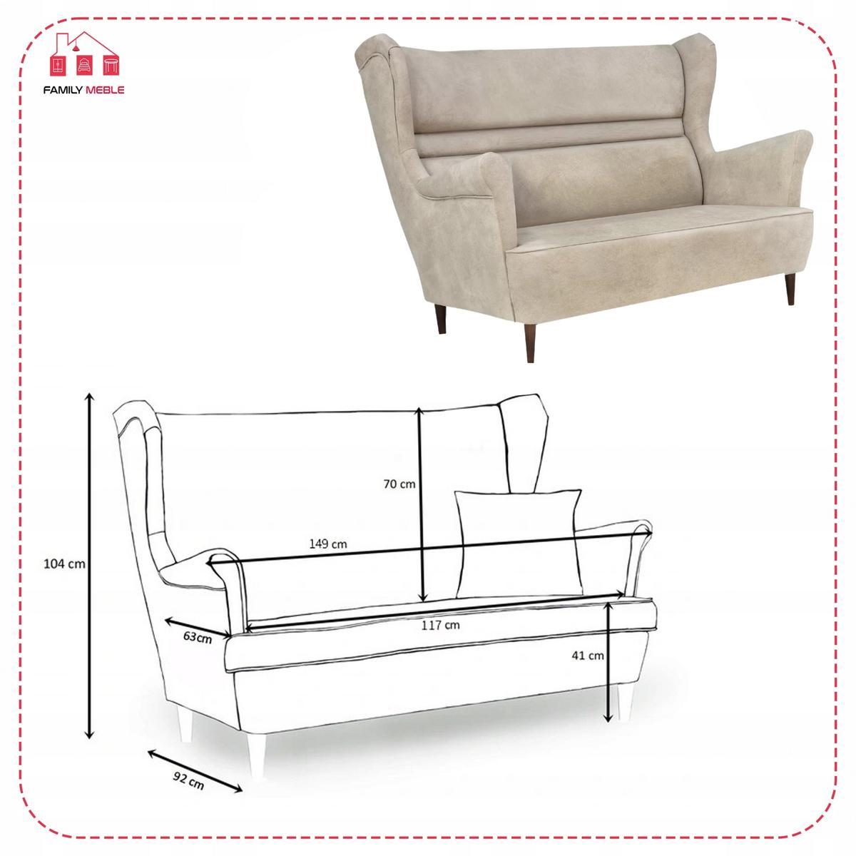 Zestaw wypoczynkowy ZOJA sofa + 2 fotele beżowe do salonu  4 Full Screen