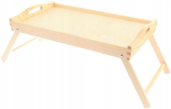 Taca śniadaniowa 30x21x50 cm stolik pod laptopa łóżka na nóżkach drewniana naturalna  0 Full Screen