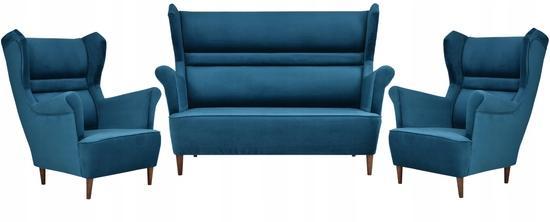Zestaw wypoczynkowy ZOJA sofa + 2 fotele niebieskie do salonu  0 Full Screen