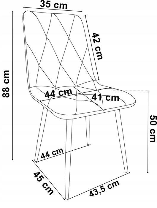Krzesło welurowe tapicerowane 44x88x56 cm Madison Velvet szare czarne nóżki do jadalni lub salonu  9 Full Screen
