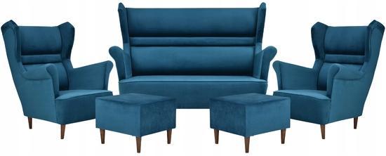 Zestaw wypoczynkowy ZOJA sofa + 2 fotele niebieskie do salonu  0 Full Screen