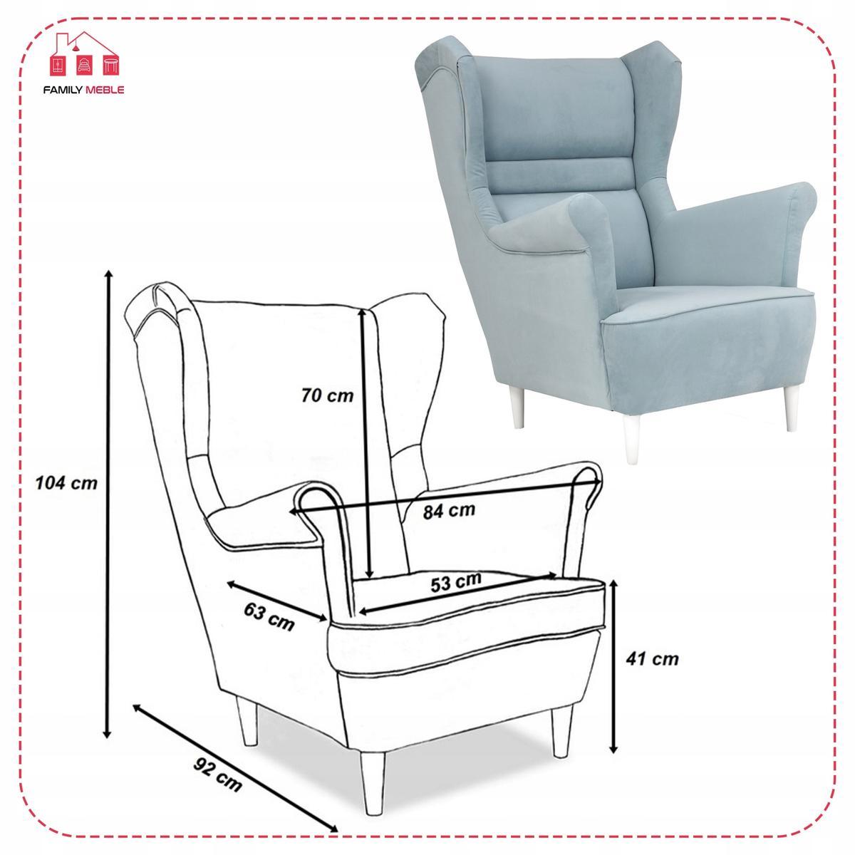 Zestaw wypoczynkowy sofa + 2 fotele typu uszak turkusowe do salonu  4 Full Screen