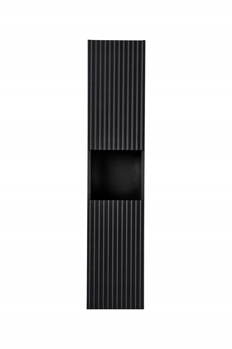 Słupek Łazienkowy wysoki NOVA BLACK 140 cm czarny ryflowany front szafka wisząca drzwi do łazienki 3 Full Screen