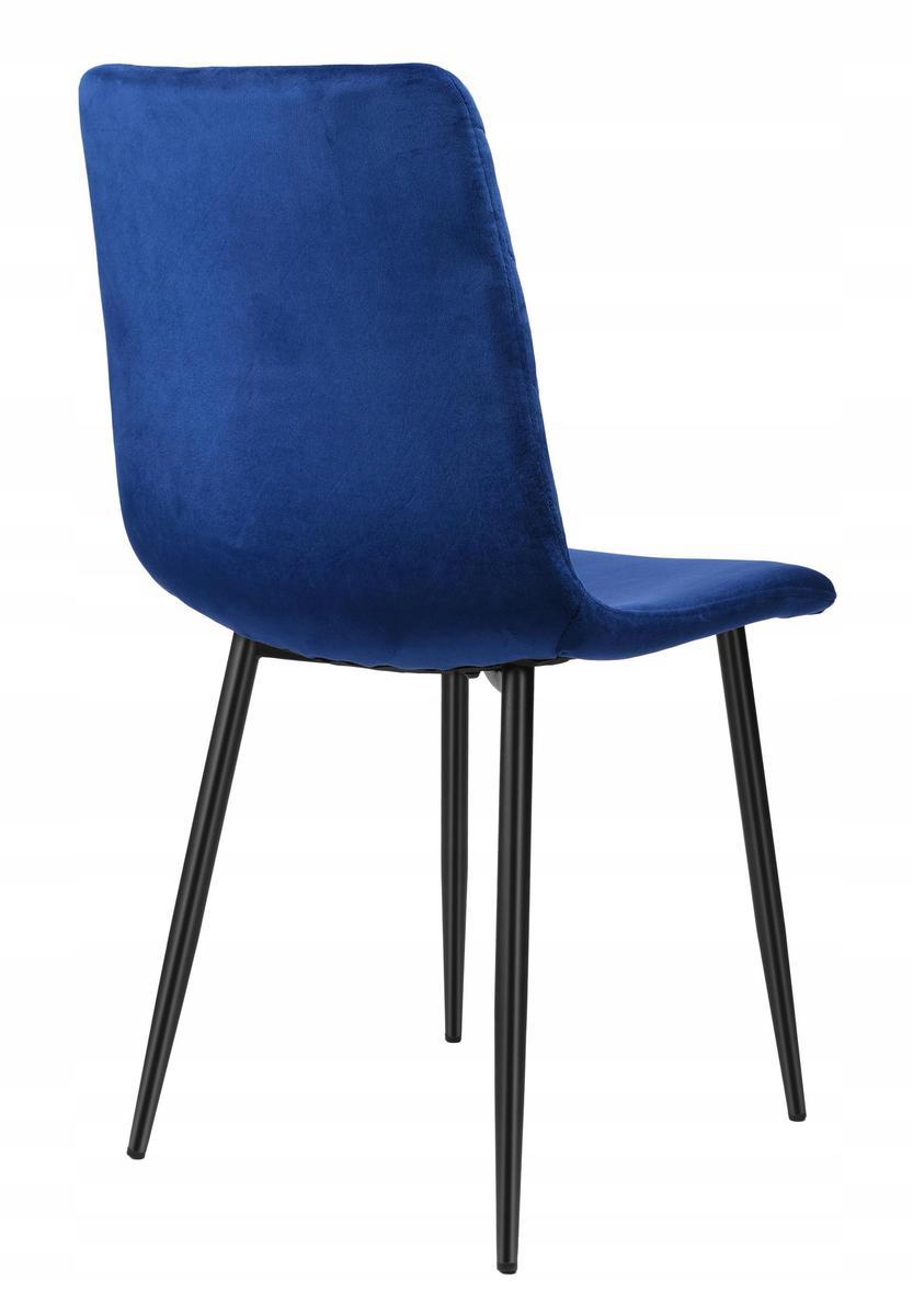 Krzesło tapicerowane Dexter Velvet 45x89x54 cm granatowy na czarnych nóżkach do jadalni lub salonu  3 Full Screen