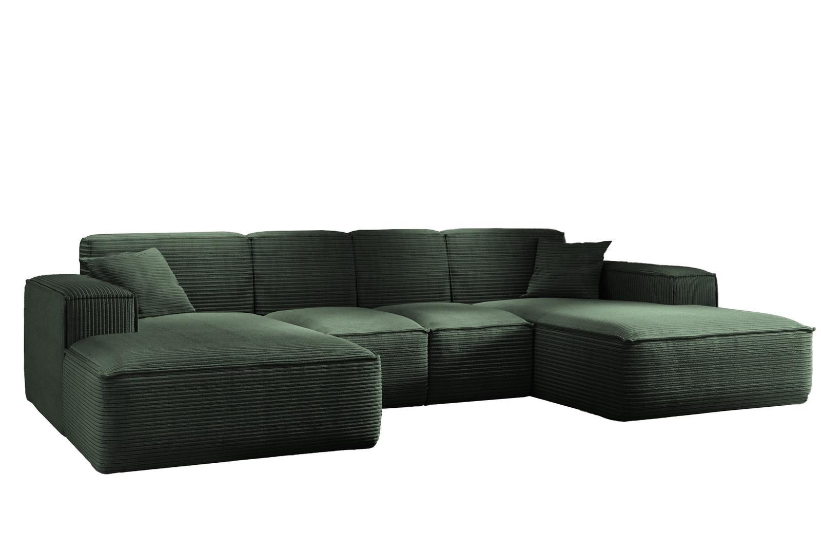 Sofa U SIENA LARGE 344x73x165 cm w kształcie U bez funkcji spania do salonu zielona 0 Full Screen