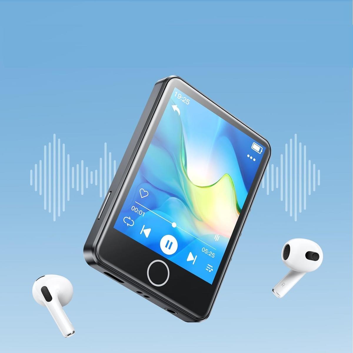 Odtwarzacz MP3 dotykowy 2,8" 64GB Bluetooth radio FM HiFi głośnik czarny 2 Full Screen