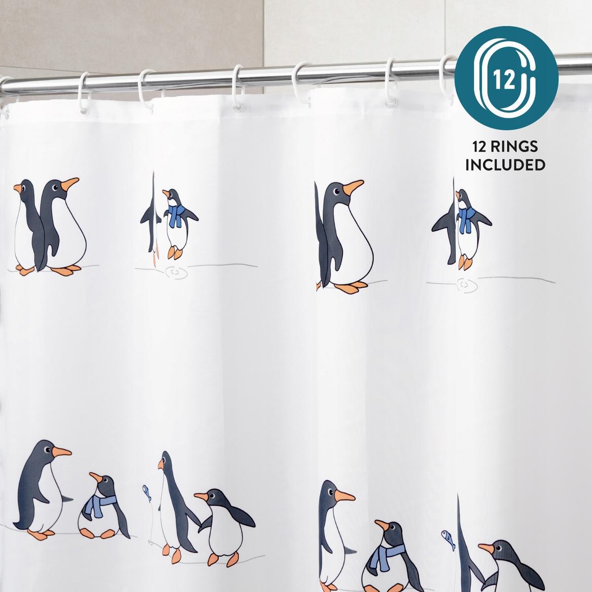Tatkraft Penguins tekstylna zasłona prysznicowa 2 Full Screen