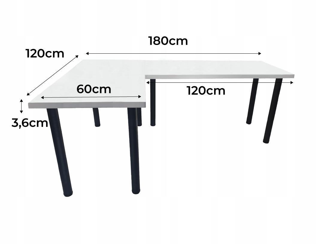 Biurko gamingowe 180x75x60cm białe narożne stolik do pokoju gracza 2 Full Screen