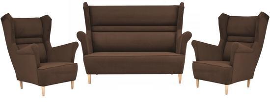 Zestaw wypoczynkowy sofa ZOJA + 2 fotele brązowe do salonu  0 Full Screen