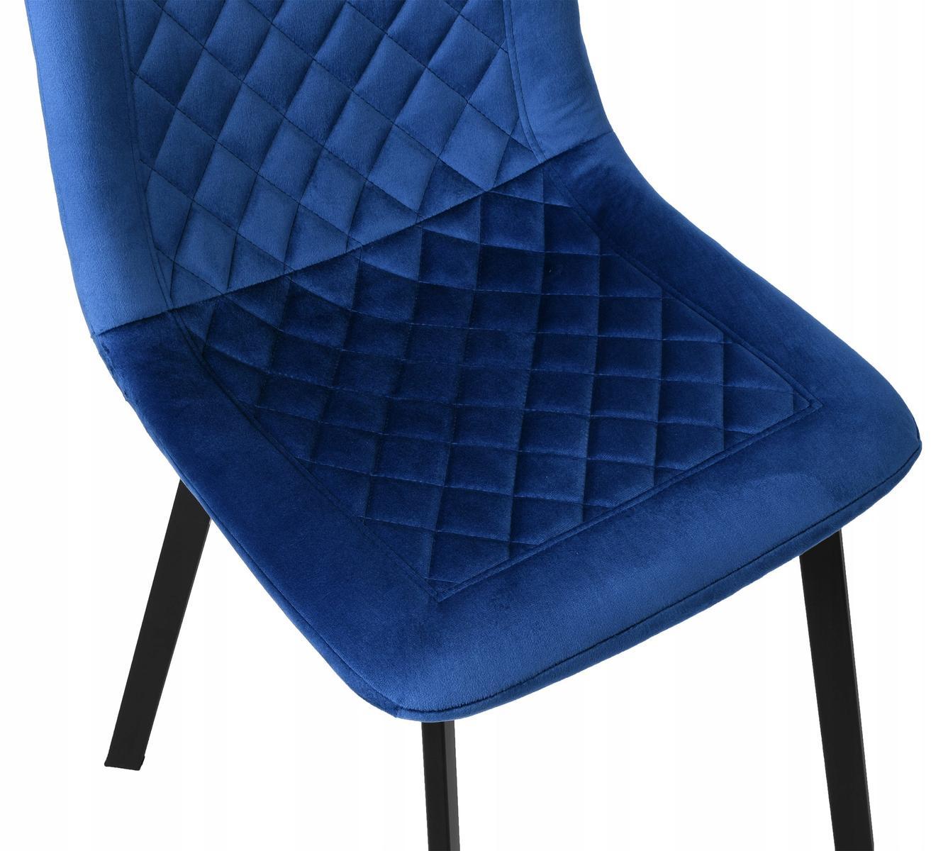 Krzesło welurowe CURTIS VELVET 44x88x41 cm tapicerowane granatowy aksamit czarne nóżki do jadalni lub salonu 10 Full Screen