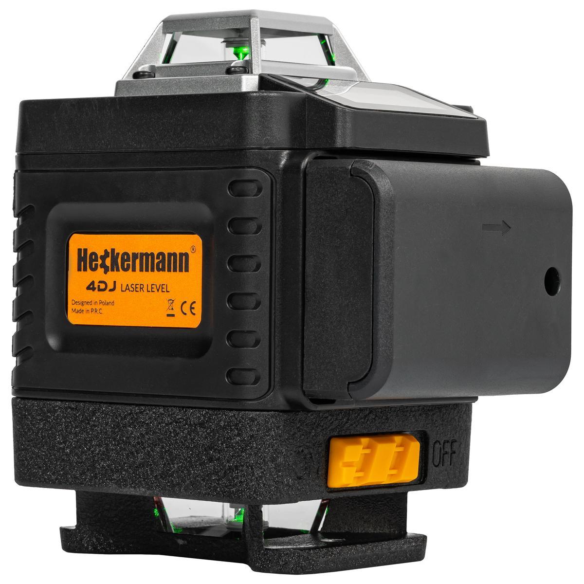 Zestaw Poziomica laserowa Heckermann 16 linii 4DJ LCD + tripod + okulary + tarcza + bateria 2 Full Screen