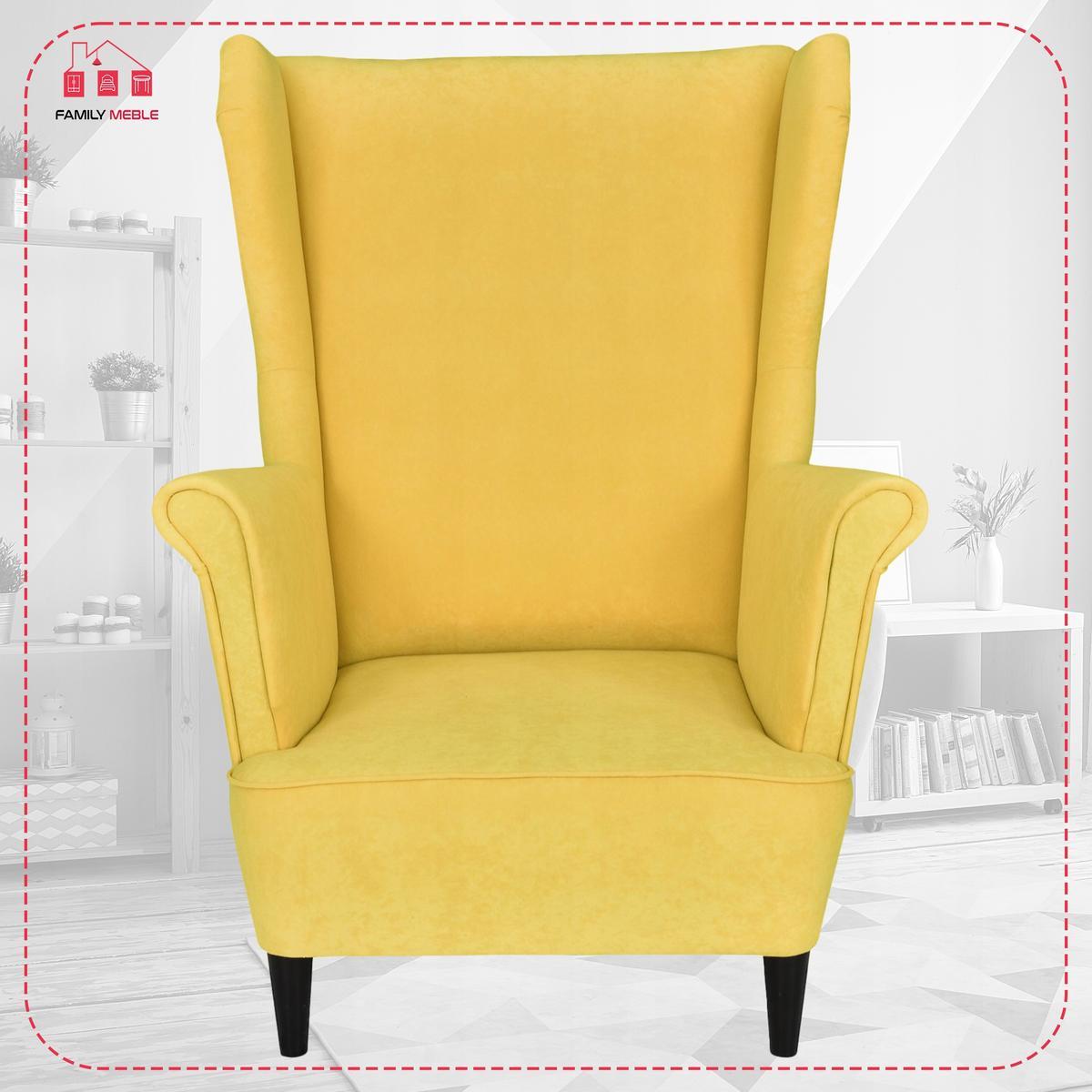 Fotel welurowy żółty MAX Family Meble 2 Full Screen