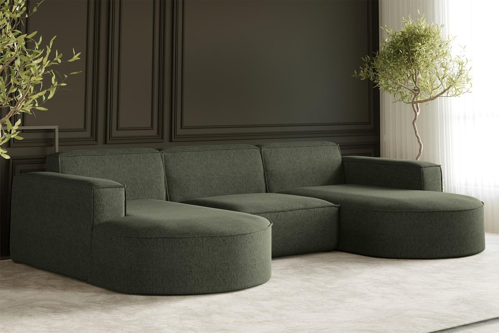 Sofa MODENA STUDIO U 299x78x165 cm w kształcie U bez funkcji spania do salonu NEVE oliwkowy 1 Full Screen