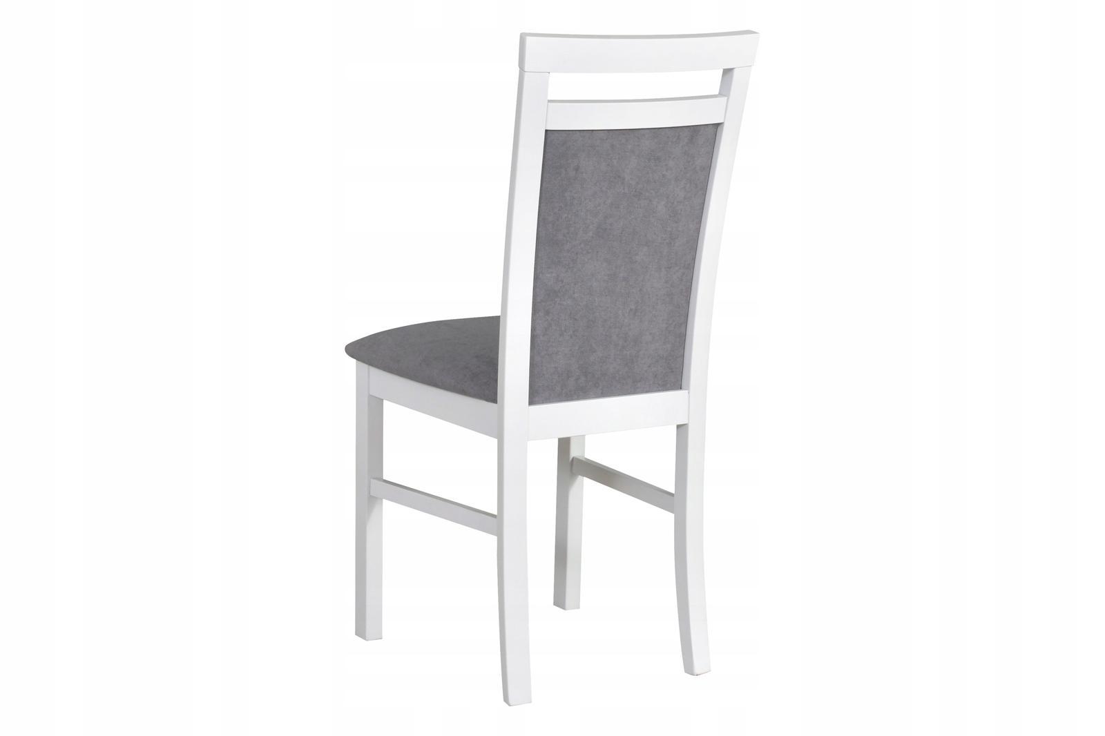 Krzesło M-5 43x93x40 cm drewniane do kuchni salonu białe drewno/szare obicie 1 Full Screen