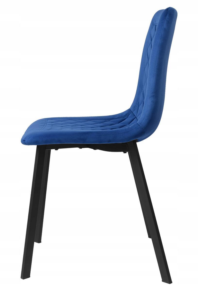 Krzesło welurowe CURTIS VELVET 44x88x41 cm tapicerowane granatowy aksamit czarne nóżki do jadalni lub salonu 3 Full Screen