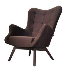 Fotel skandynawski ETERNO 77x102x87 cm brązowy z czarnymi nogami do salonu 