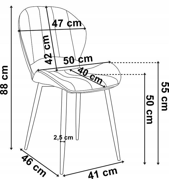 Krzesło welurowe 50x88x57 cm profilowane fotel SHELBY VELVET czarne czarne nóżki do jadalni lub salonu 8 Full Screen