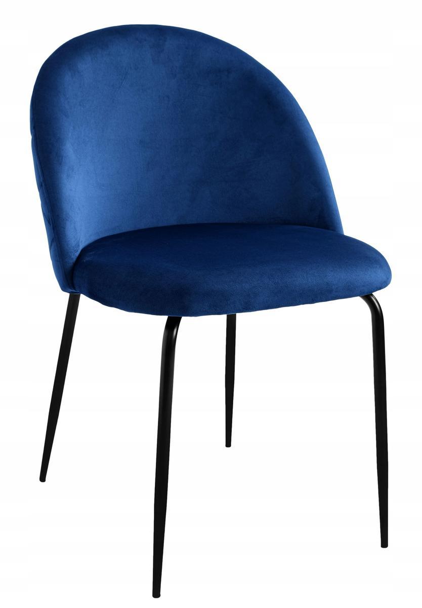 Krzesło welurowe 50x78x54 cm Fargo Velvet niebieskie czarne nóżki do jadalni lub salonu  1 Full Screen