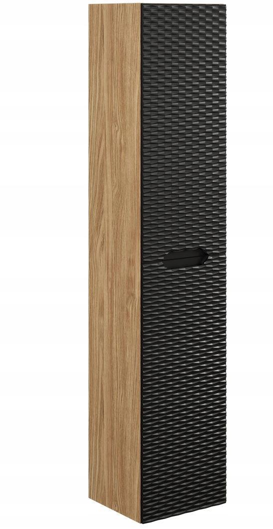 Słupek Łazienkowy 35x170x33 cm czarny wysoki 2 drzwi front 3D MDF wiszący do łazienki  0 Full Screen