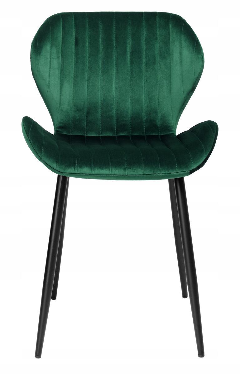 Krzesło welurowe 48x80x47 cm DALLAS VELVET zielone czarne nóżki do jadalni lub salonu  5 Full Screen