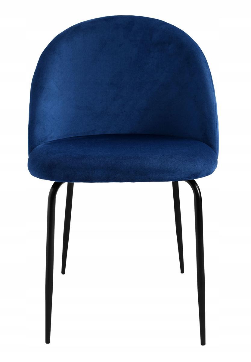 Krzesło welurowe 50x78x54 cm Fargo Velvet niebieskie czarne nóżki do jadalni lub salonu  4 Full Screen