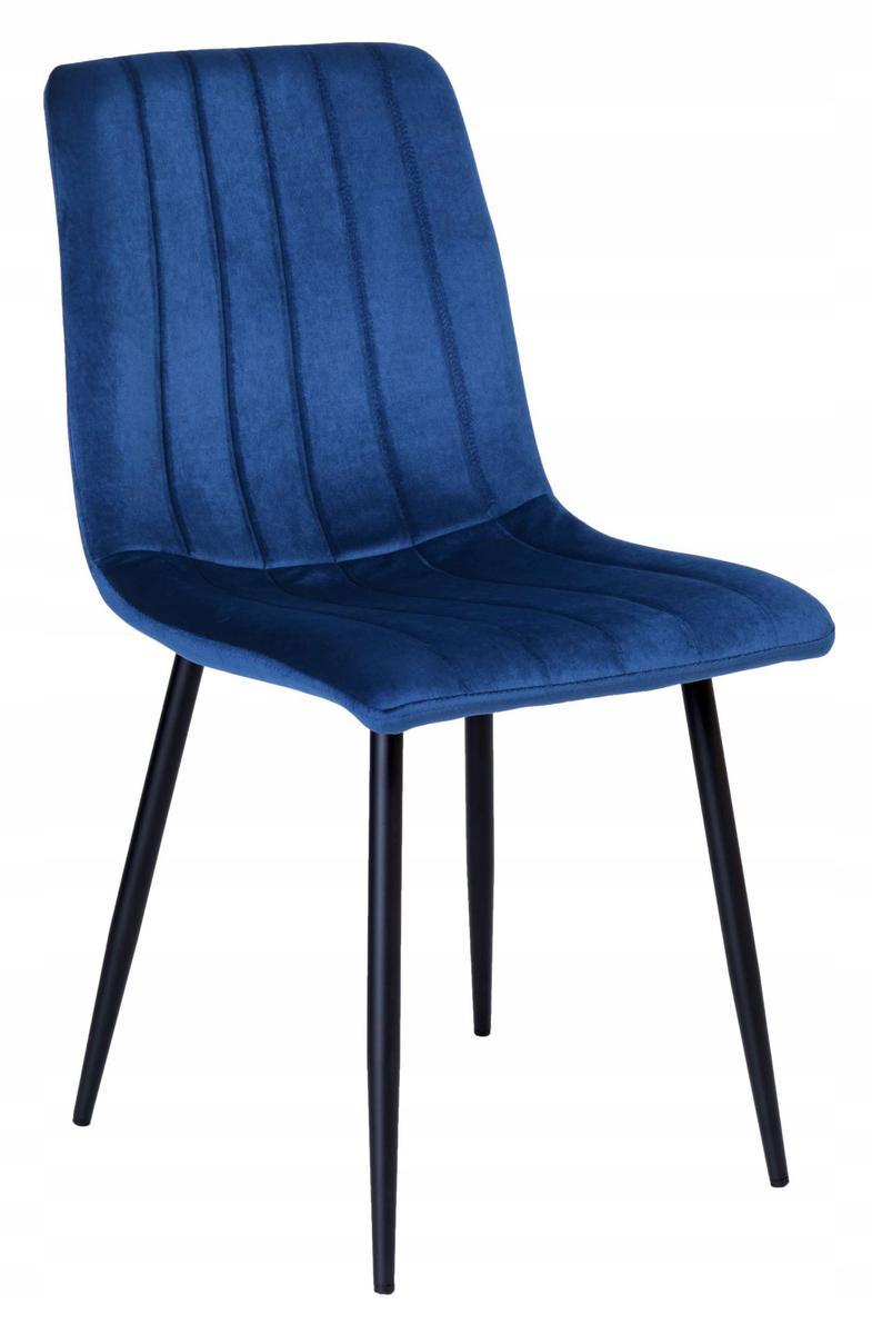 Krzesło FRESNO VELVET 45x89x40 cm tapicerowane niebieski aksamit czarne nóżki do jadalni lub salonu  1 Full Screen