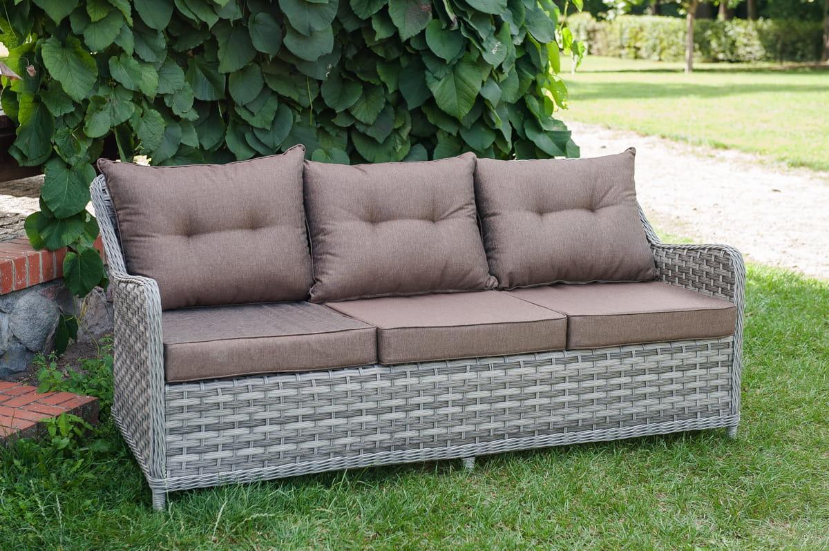 Sofa ogrodowa DIVINO 76x83x191 cm z technorattanu 3 osobowa do ogrodu taras szary 1 Full Screen