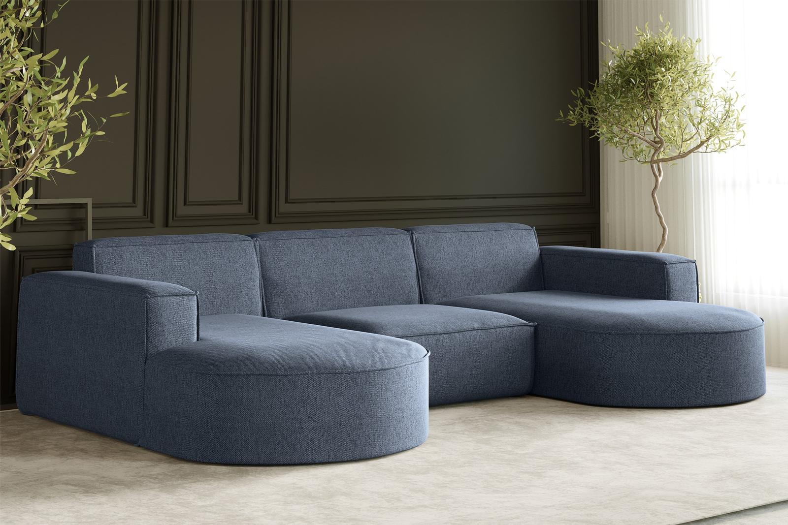 Sofa MODENA STUDIO U 299x78x165 cm w kształcie U bez funkcji spania do salonu NEVE niebieski 1 Full Screen