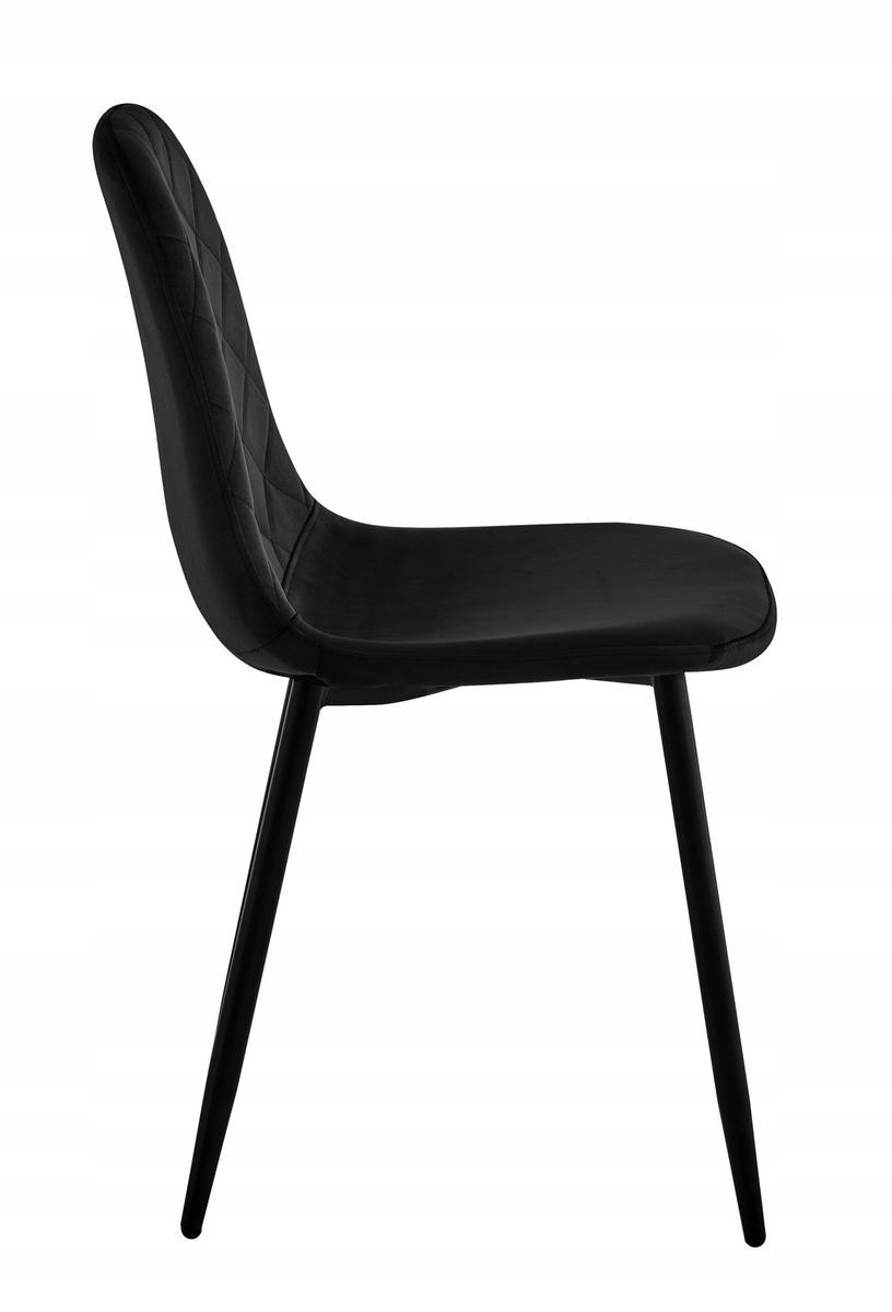 Krzesło welurowe 43x83x52 cm profilowane pikowane Orlando Velvet czarne czarne nóżki do jadalni lub salonu  2 Full Screen