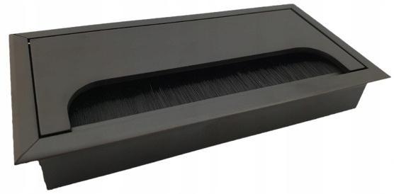 Biurko gamingowe 240x160x80 cm czarne narożne przepust do pokoju gracza 5 Full Screen
