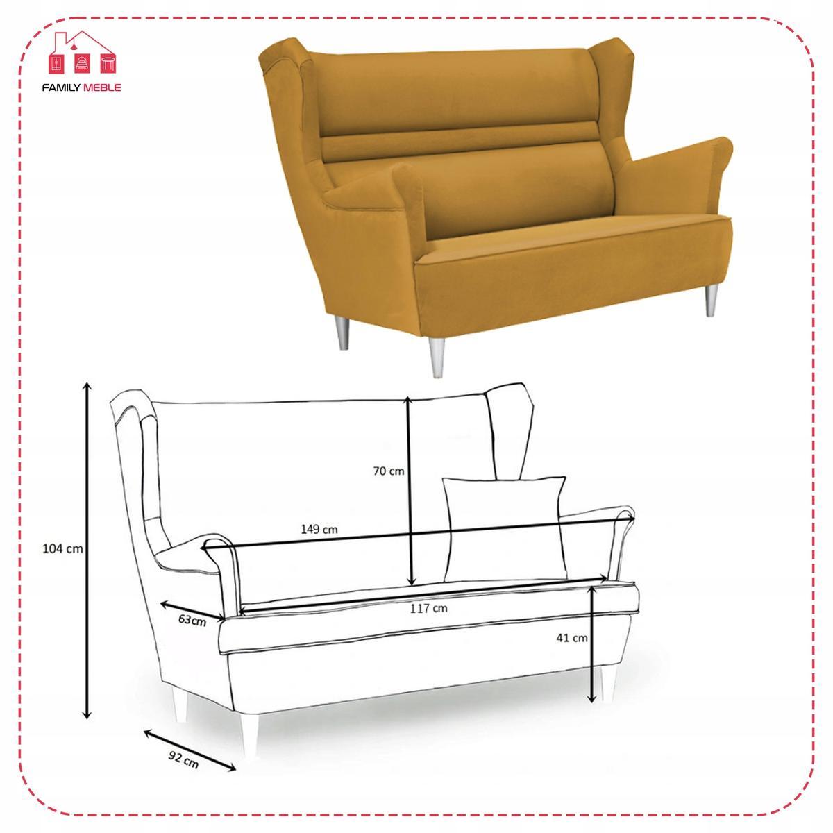 Zestaw wypoczynkowy ZOJA sofa + 2 fotele + 2 podnóżki miodowy żółty do salonu  4 Full Screen