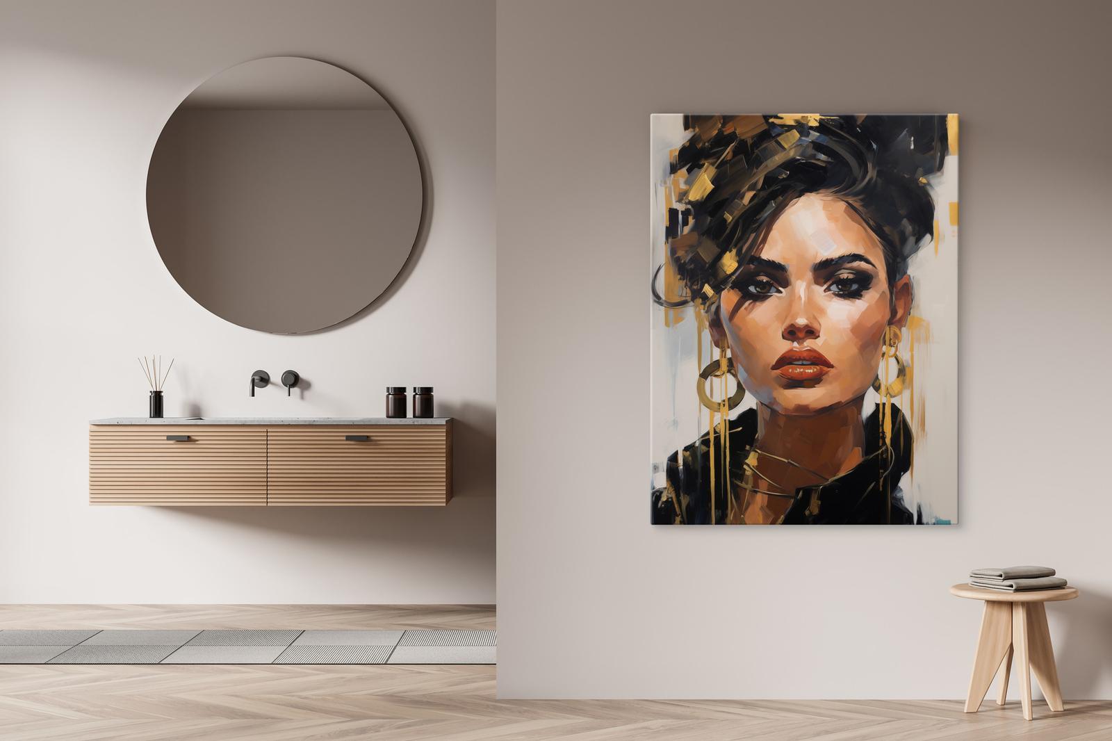 Obraz Złoty PORTRET Kobieca Twarz Styl Glamour Abstrakcja Do Salonu 80x120cm 8 Full Screen